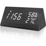 Zvd - rveil numrique, rveil matin bois horloge digitale avec luminosit rglable, fonction snooze, ...