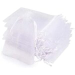 Zvd sachets organza, 120 sachets pochettes transparent, 10x15cm cadeau en organza blanc avec ruban pour ...