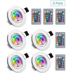 Zvd - spots led encastrables, lot de 5 ampoules rvb multicolores avec t�l�commande, 220 v, 16 couleurs, ...