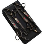 1 ensemble de ciseaux de toilettage professionnels en titane de 7, 0 pouces, ciseaux droits et amincissants ...