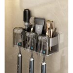 1 pcs porte brosse  dents electrique(gris argent), 3 fentes porte brosse  dents mural sans perage, ...