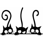 1 pcs trois chats rigolos autocollant mural sticker pvc cr�atif imperm�able amovible d�corations stickers ...