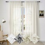 1 pi�ce rideau voilage de no�l translucide en effet lin, 135x225 cm, pure rideau avec fronces pour s�jour, ...
