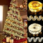 1 ruban sapin nol paillet led guirlande lumineuse pour decoration sapin noel - (lumire chaude) longueur: ...