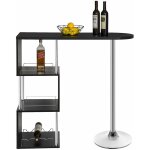 Woltu - table de bar - bistrot en mdf et m�tal, table de cuisine avec 3 tablettes et porte - bouteilles, ...