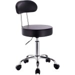 Woltu - tabouret de bar pivotant tabouret de travail � roulettes, chaise de bureau avec dossier, hauteur ...