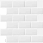 Ersandy - 10 pcs blanc sticker carrelage adhesif mural 3d cuisine salle de bain (30. 5x 30. 5cm)