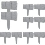 10 pcs cl�ture bordure gris palissade cl�ture effet pierre pelousebordure pour jardin pelouse
