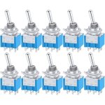 10 pi�ces mini interrupteur � levier on / off / on 6 bornes 3 position dpdt m�tal interrupteur � bascule ...