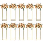 Senderpick - 10 pi�ces supports de fleurs de mariage, vase dor� design g�om�trique, vase � fleurs rectangulair ...