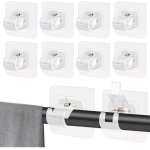 10 pi�ces support tringle rideaux sans percage, supports de tringle auto adh�sifs transparent, support ...