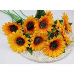 10 tournesols fleurs artificis raliste tige unique, tournesols dcoratifs en faux soie pour mariage ...