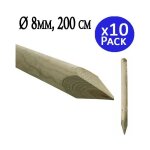 Suinga - lot de 10 tuteur en bois 200 cm ø 8 cm tuteurs avec pointe poteaux en bois piquets de fixation ... Suinga - lot de 10 tuteur en bois 200 cm ø 8 cm tuteurs avec pointe poteaux en bois piquets de fixation ...