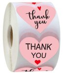 100x autocollants en forme de coeur - thank you