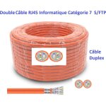 100 m double c�ble informatique cat�gorie 7 s / ftp - 2 x 4 paires