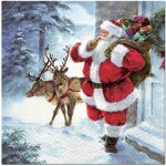 Lot de 20 serviettes papier pere noel et ses rennes