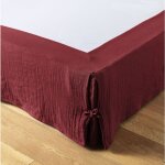 L'effet papillon - cache sommier gaze de coton gaia 140x190cm lie de vin