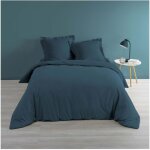 Douceur d'intrieur - housse de couette percale 240 x 220 cm percalines bleu