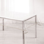 Nappe rectangle transparente ourlet coloré taupe 140x240 cm Nappe rectangle transparente ourlet coloré taupe 140x240 cm