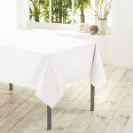 Douceur d'int�rieur - nappe blanche unie en polyester ? �l�gante et facile d'entretien - 200 x 140 cm ...