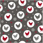 Nappe toile cir�e au m�tre poule suzette anthracite
