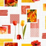 Nappe toile cirée au mètre tulipes blanc Nappe toile cirée au mètre tulipes blanc