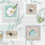Nappe toile cire au mtre zen botanice menthe