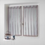 Douceur d'int�rieur - paire de voile rayures 60 x 90 cm bandas jacquard noisette