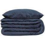 Atmosphera - ensemble de linge de lit flora en gaze de coton bleu encre, 260x240 cm ? cr�ateur d'int�rieur ...