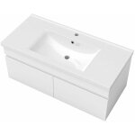 100cm meuble avec vasque simple blanc avec 2 portes