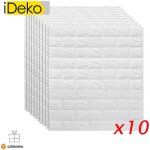 Ideko - 10x papier peint 3d simulation briques de pierre bricolage pe mousse diy auto - adh�sif imperm�able ...