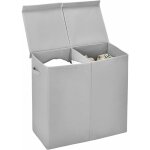 115 l panier  linge 2 compartiments, corbeille  linge avec couvercle et poignes, bac  linge sale ...