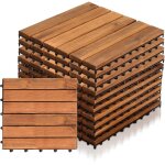 Einfeben 11x dalles de terrasse en bois d'acacia mosaque 30x30cm dalle clipsable 1m balcon jardin