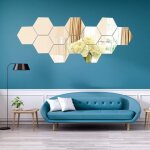 12 pi�ces miroir mural autocollant miroirs muraux acrylique hexagone mural autocollant pour maison chambre ...