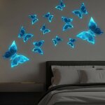 Kinsi - 12 pi�ces sticker mural papillon lumineux, stickers muraux papillon 3d, d�coration murale