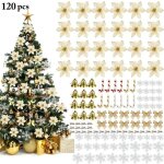 120 ornements sapin de noel fleurs artifici pailletes suspension flocon de neige boule de nol sucre ...