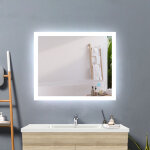 Acezanble - 120 x 70 cm miroir de salle de bain anti - bue, miroir mural cosmtique lumineux avec interrupteu ...