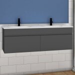 120(l)x45(w)x40(h)cm meuble salle de bain anthracite avec 2 portes à une fermeture amortie avec 2 vasques ... 120(l)x45(w)x40(h)cm meuble salle de bain anthracite avec 2 portes à une fermeture amortie avec 2 vasques ...