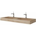 Kiamami valentina - 120cm lavabo de salle de bain hpl  deux cuves chne miel