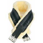 125 cm, nero: sangle en agneau synthtique de haute qualit avec trois anneaux et lastique assorti