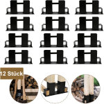 12x aide � l'empilage du bois acier enduit, noir, abri en bois bricolage pour bois �quarri, stockage ...