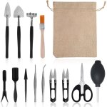 13pcs outils de jardin kit bonsai, mini outils de jardinage, ensemble d'outils de jardinage avec sac ...