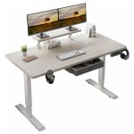 140x76cm bureau assis debout lectrique, bureau de 55 pouces avec tiroirs et commande manuelle de 4 claviers ...