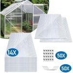 Tolletour - 14x polycarbonate alvolaire 4mm 10, 25 m plaque double paroi, 50x agrafes + 50x z - clips ...
