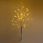 150cm sapin blanc � 72 lumi�res led avec branches mortes, bouleau no�l lumineux arbre de no�l artificiel, ...