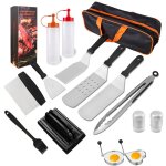 15pcs ustensiles pour plancha spatule pour barbecue acier inoxydable accessoire plancha spatule professionnell ...