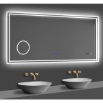 Acezanble - 160x80cm miroir lumineux de salle de bain regtanglaire avec bluetooth, 3 couleurs, horloge ...