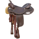 17 , marron: selle western round jupe full contact en cuir graiss�, si�ge en cuir lisse et arceau ralide ...