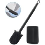 1pcs brosse de toilette en plastique souplebrosse wc noir avec t�te de brosse plate et base en plastique, ...