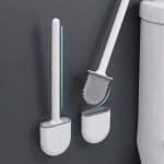 1pcs brosse wc silicone et supports toilettes profondeur, balayette avec long manche en plastique antidrapant ...